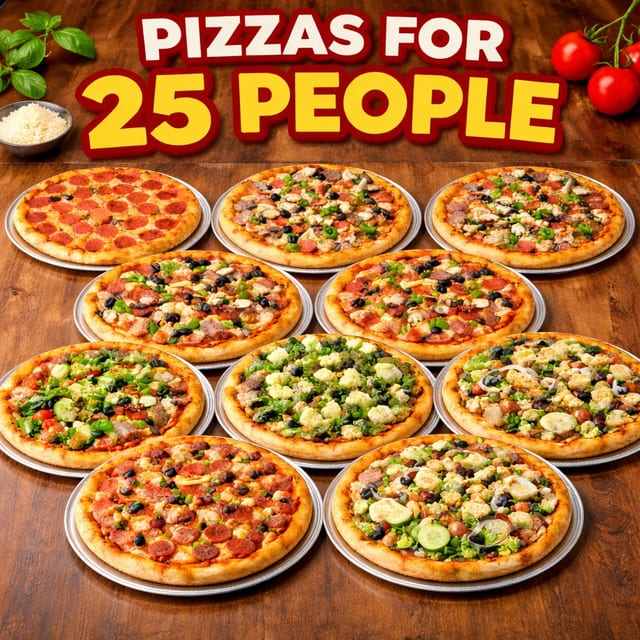 Pizzas for 25.