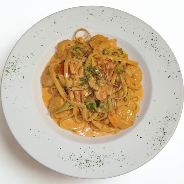 Fettuccine Prawns.